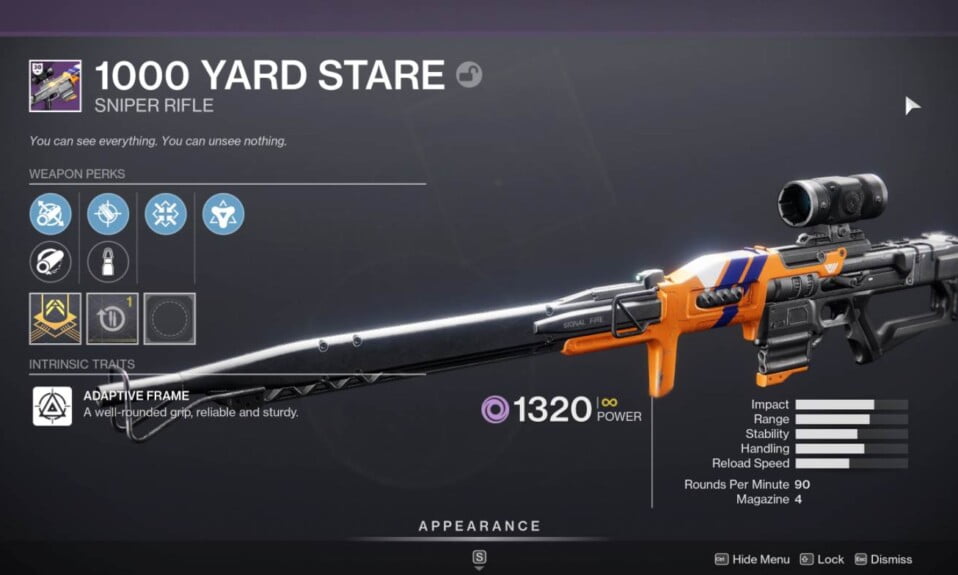 Destiny 2 1,000 Yard Stare Guide – God Roll & How to Get It