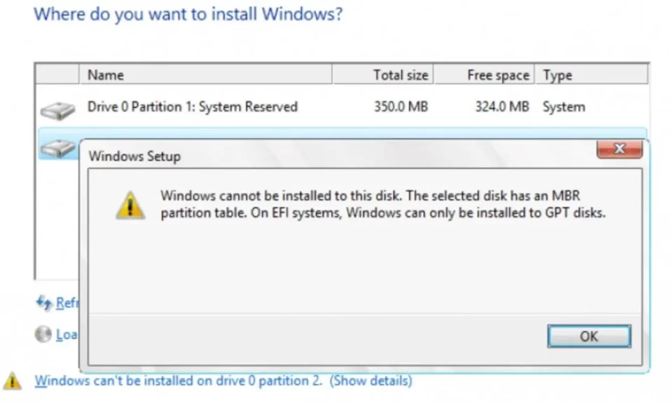 How to Fix the "Windows Cannot Be Installed to This Disk" Error