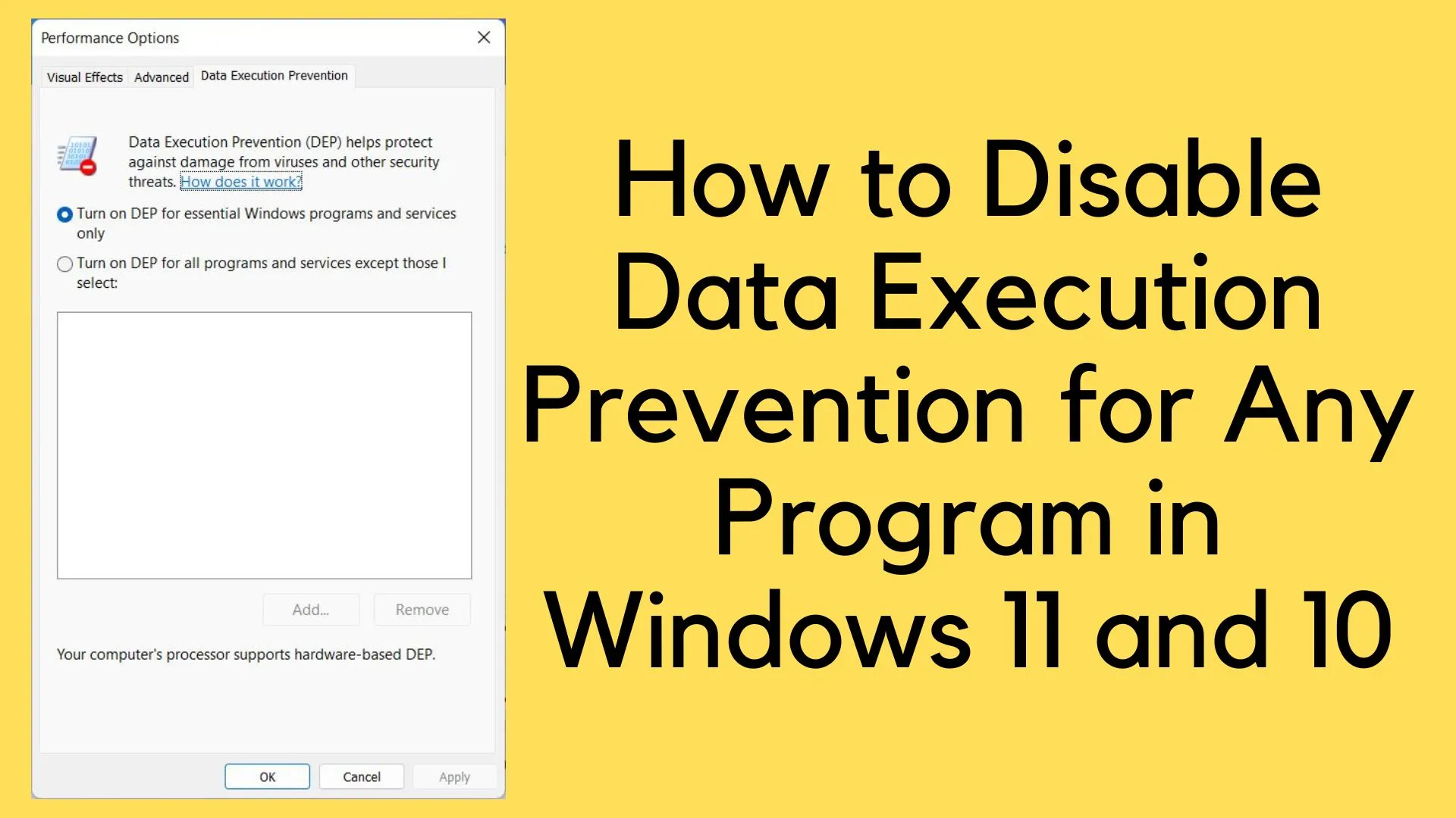 How to Disable Data Execution Prevention for Any Program on Windows 11/10