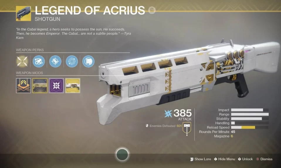 Destiny 2: What The Legend Of Acrius Catalyst Does & How To Find It